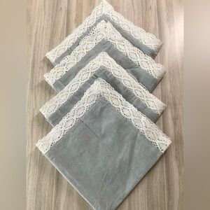 SHABBY CHIC by Rachel Ashwell Cotton Napkins Set of 4 Lace Trim Gray Cottagecore